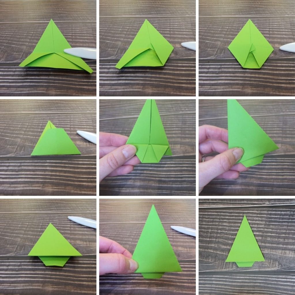 Simple origami Christmas tree tutorial